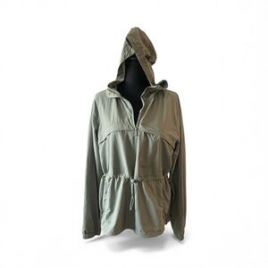 Avalanche Anorak Pullover Jacket Large Agave Green Hooded Windbreaker Minimalist
